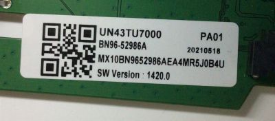 KIT DE TARJETAS PARA TV SAMSUNG / NUMERO DE PARTE MAIN BN94-16115B / BN41-02751B / BN97-17444G / BN96-52986A / FUENTE BN4401053C / L43S6_TSM / BN44-01053C / PANEL CY-BT043HGCV1H / DISPLAY PT430GT01-1 / MODELO UN43TU7000 / UN43TU7000FXZA XA08 - Imagen 2